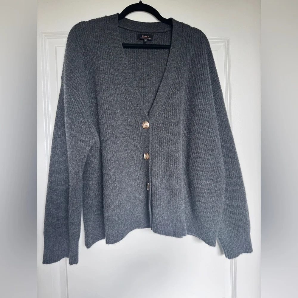 EUC Quince Mongolian Cashmere Fisherman Boxy Cropped Cardigan Sweater, Large - Picture 3 of 12